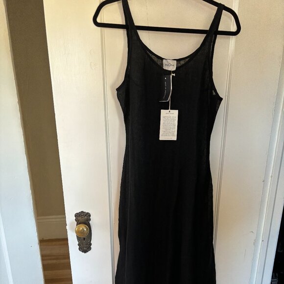 Le Kasha + Net Sustain Idfa Organic Linen Midi Dress - Black Size Medium - Picture 8 of 10